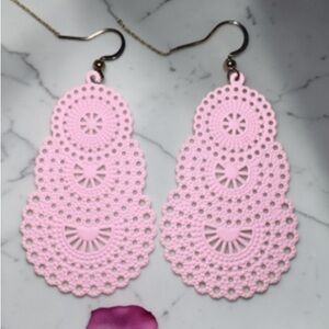 Elegant Pink Lace Earrings
